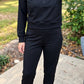 Everyday Ease black joggers and quarter zip jacket
