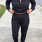 Everyday Ease black joggers and quarter zip jacket