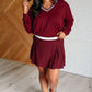 All Out Comfort V-Neck Pullover in Red Merlot