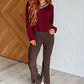 All Out Comfort V-Neck Pullover in Red Merlot