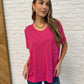 Basically Flowing Dolman Sleeve Top in Hot Pink