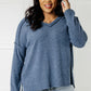 Basically Freezing Brushed Hacci Top in Dusty Blue