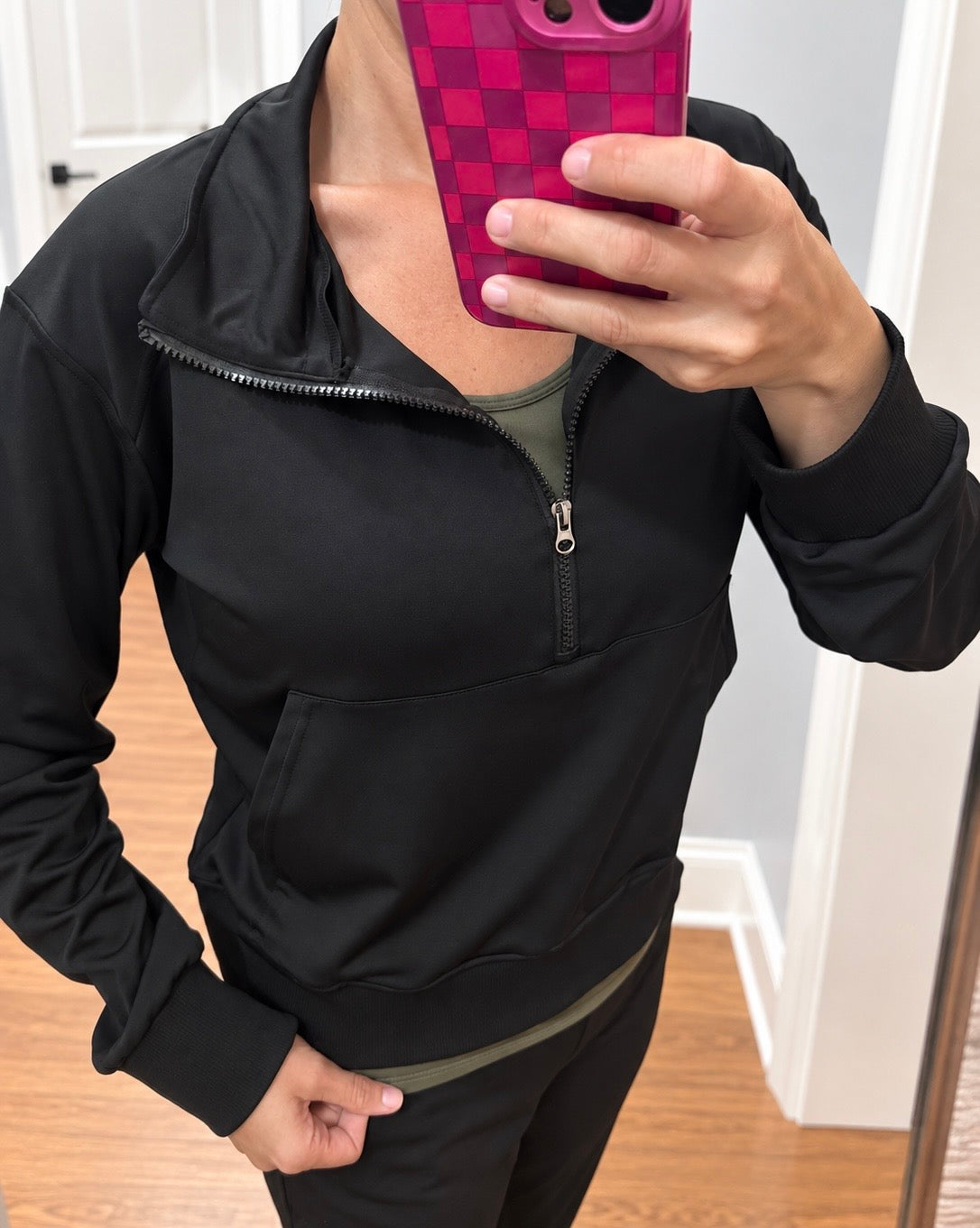 Everyday Ease black joggers and quarter zip jacket