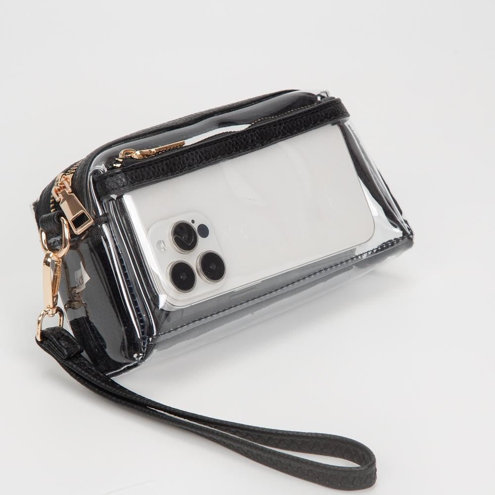 Clear Vegan Crossbody Wristlet Clutch