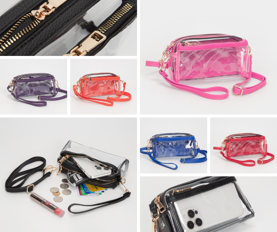 Clear Vegan Crossbody Wristlet Clutch