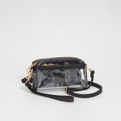 Clear Vegan Crossbody Wristlet Clutch