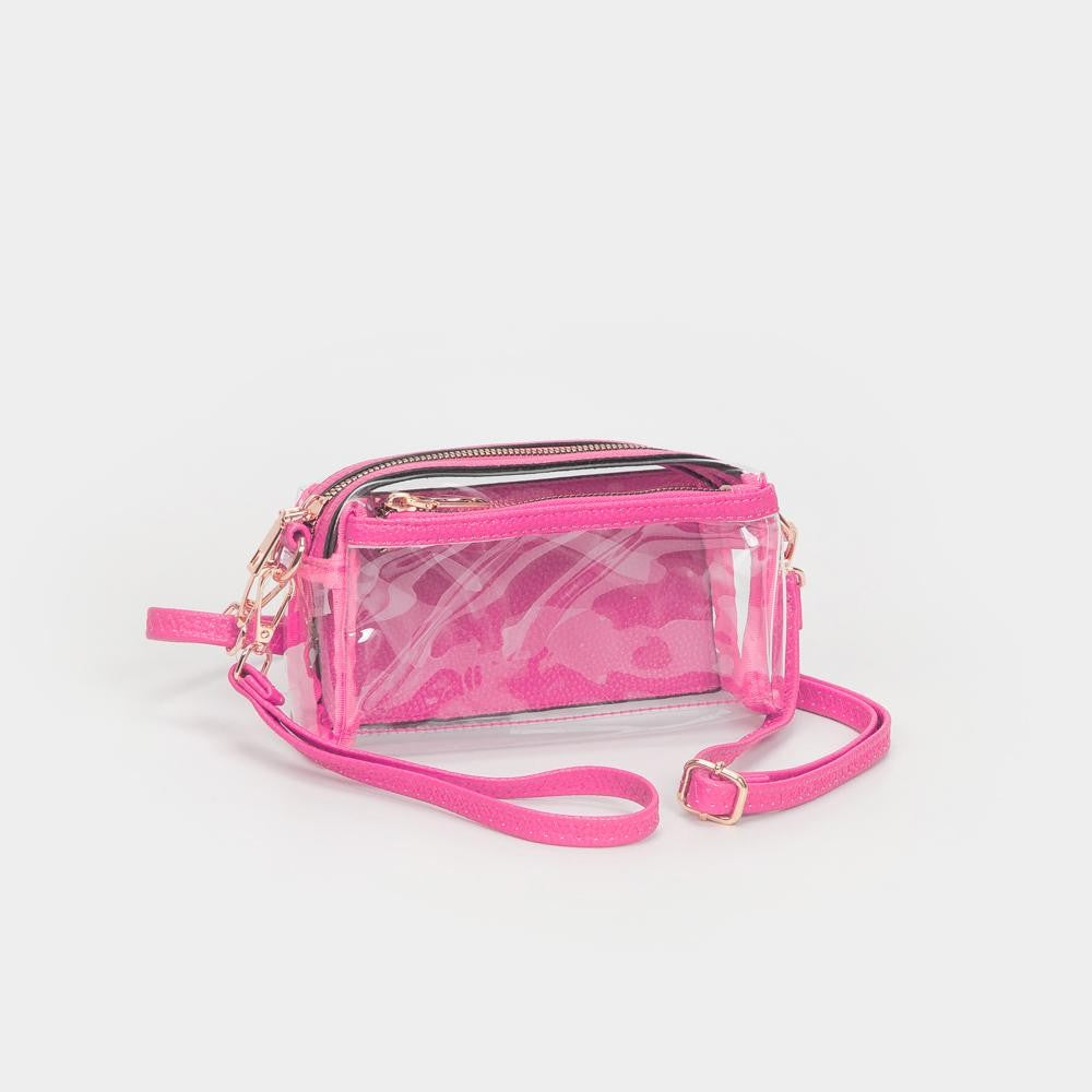 Clear Vegan Crossbody Wristlet Clutch