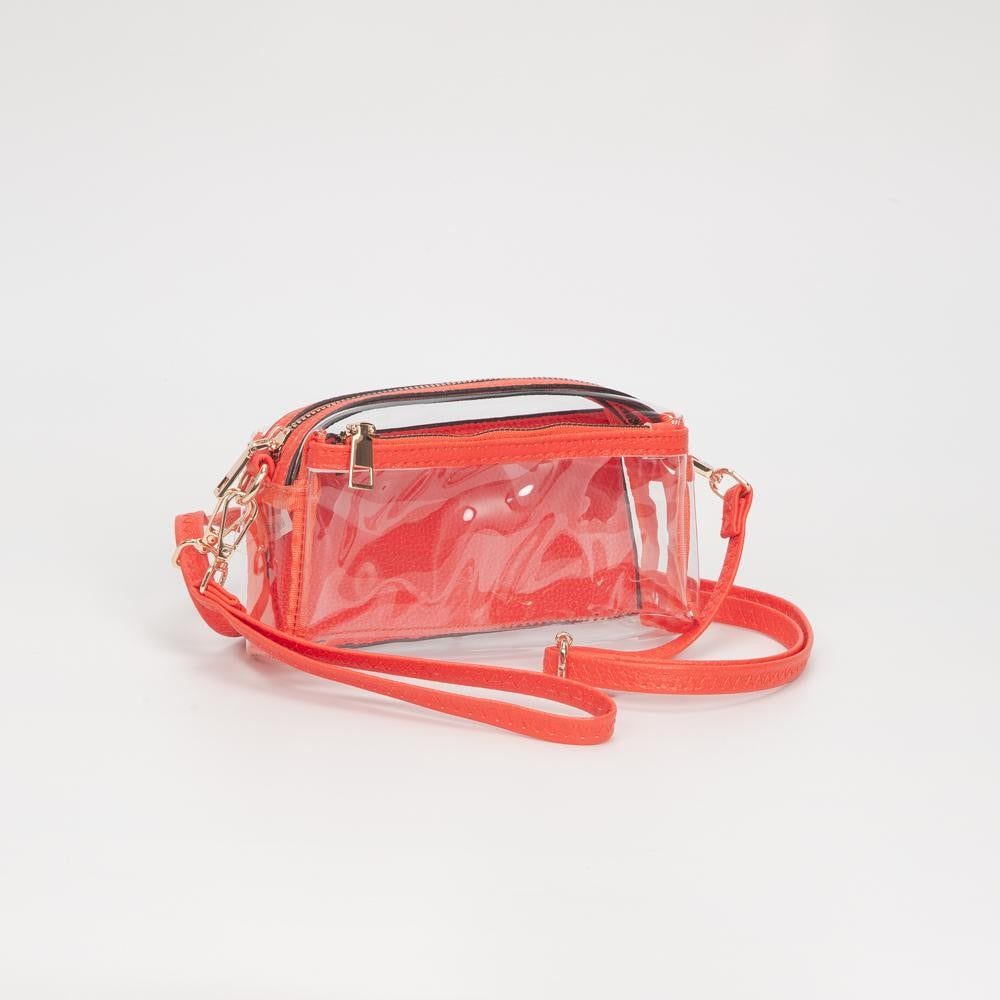 Clear Vegan Crossbody Wristlet Clutch
