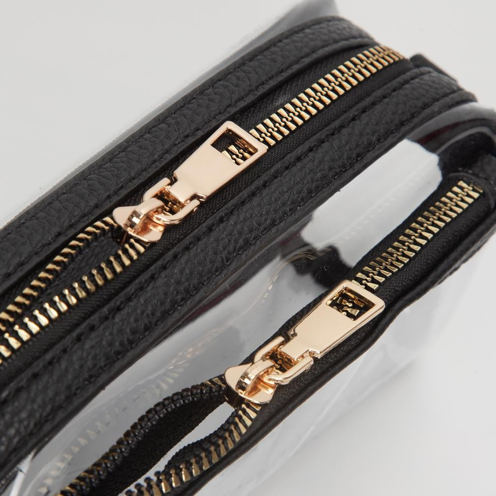 Clear Vegan Crossbody Wristlet Clutch