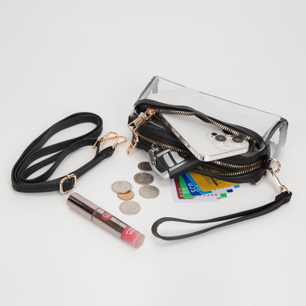 Clear Vegan Crossbody Wristlet Clutch