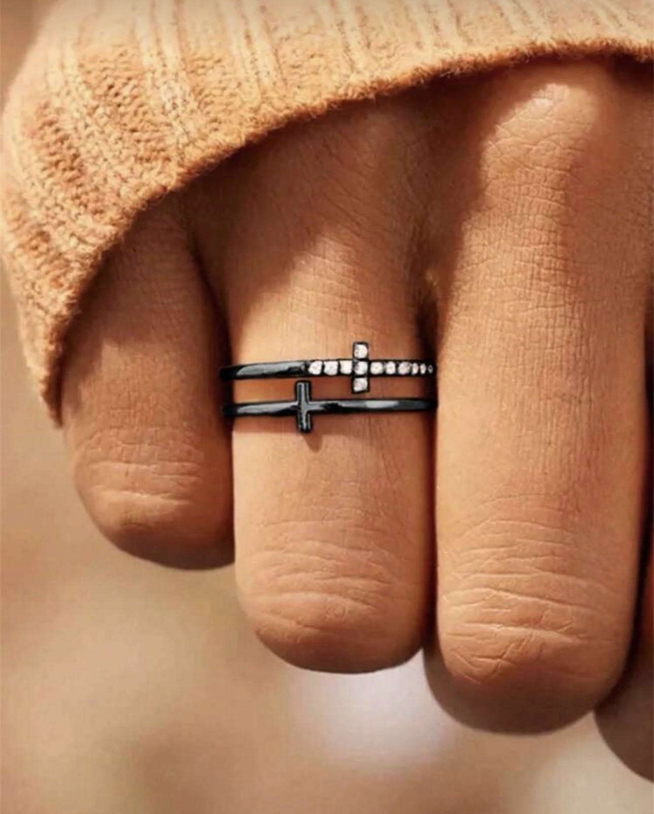 Double Cross Ring (Silver, Gold, Black)