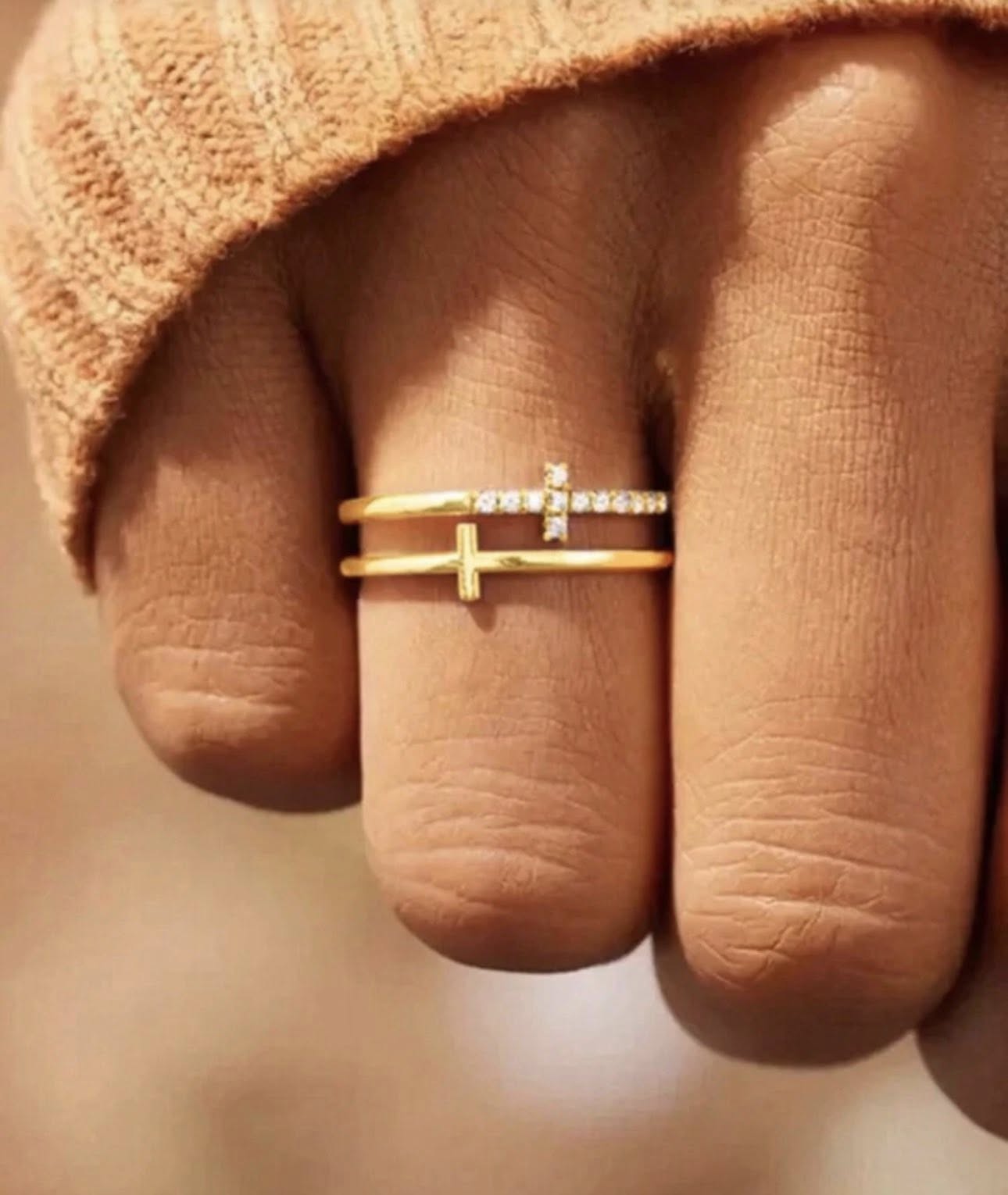 Double Cross Ring (Silver, Gold, Black)