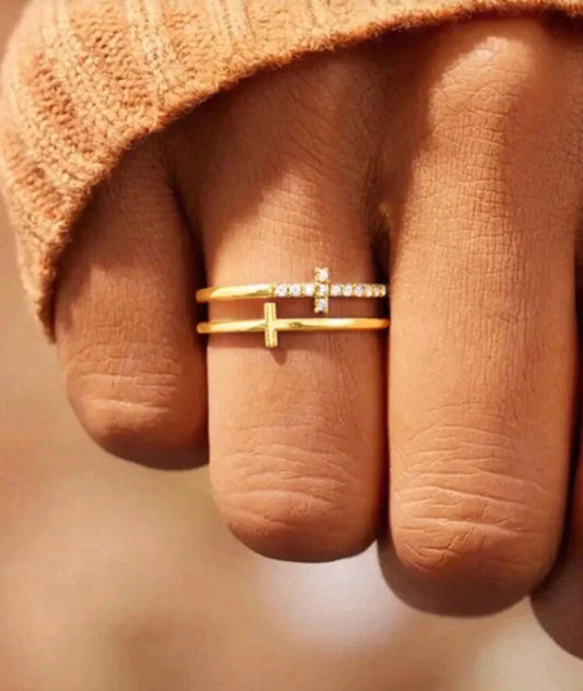 Double Cross Ring (Silver, Gold, Black)