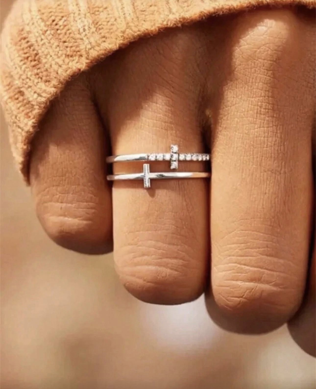 Double Cross Ring (Silver, Gold, Black)