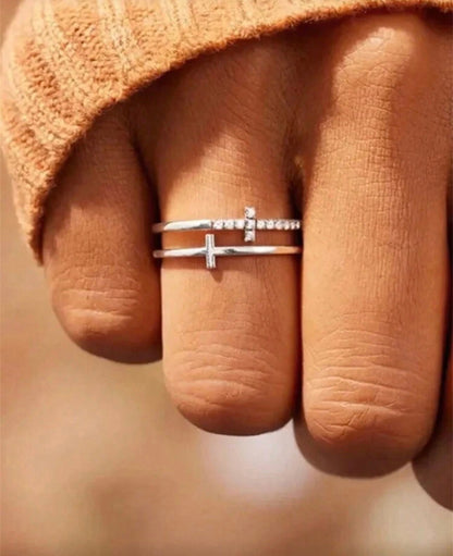 Double Cross Ring (Silver, Gold, Black)