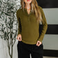 Effortless Edge Knit Henley Top in Camo Green