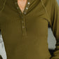 Effortless Edge Knit Henley Top in Camo Green