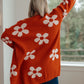 Enough Anyways Floral Cardigan in Burnt Orange