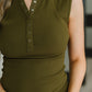 Everyday Edge Knit Henley Tank in Camo Green