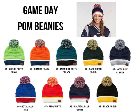 Game Day Pom Beanies