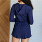 Getting Out Long Sleeve Hoodie Romper in Navy