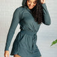 Getting Out Long Sleeve Hoodie Romper in Smoked Spruce