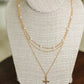Halo Hues Cross Pendant Layered Necklace Set in Gold