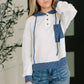 Here for Now Color Block Hoodie in Blue
