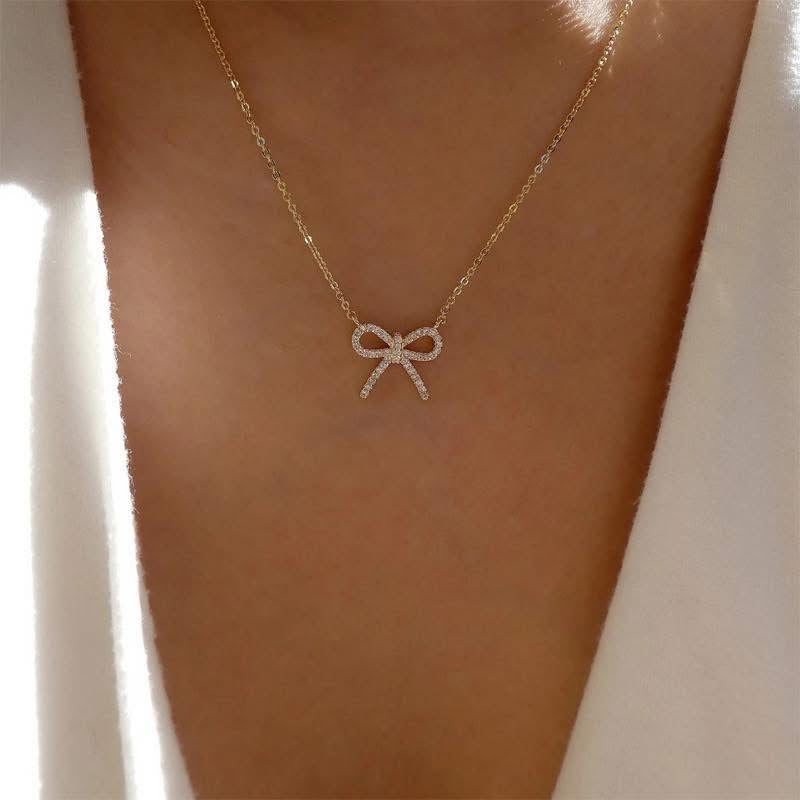 Sparkling Bow Necklace