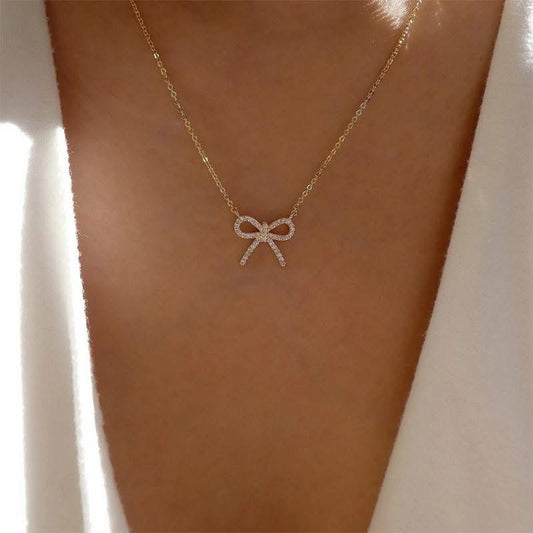 Sparkling Bow Necklace