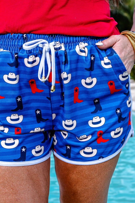Hey There Cowboy Drawstring Everyday Shorts