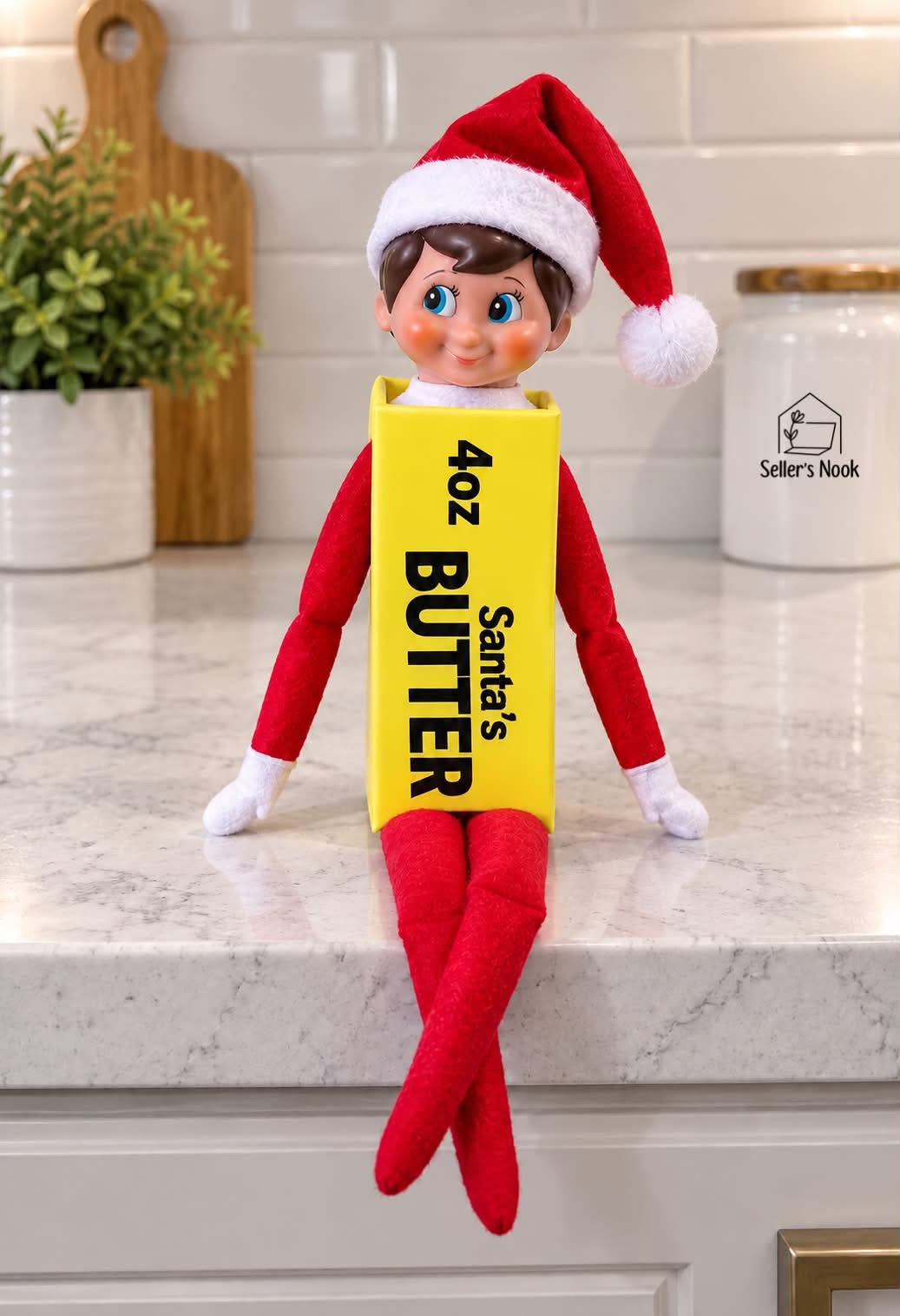 Santa's Butter yellow 3D printed costume for holiday elf; elf not included