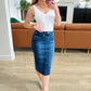 Marcy High Rise Denim Midi Skirt