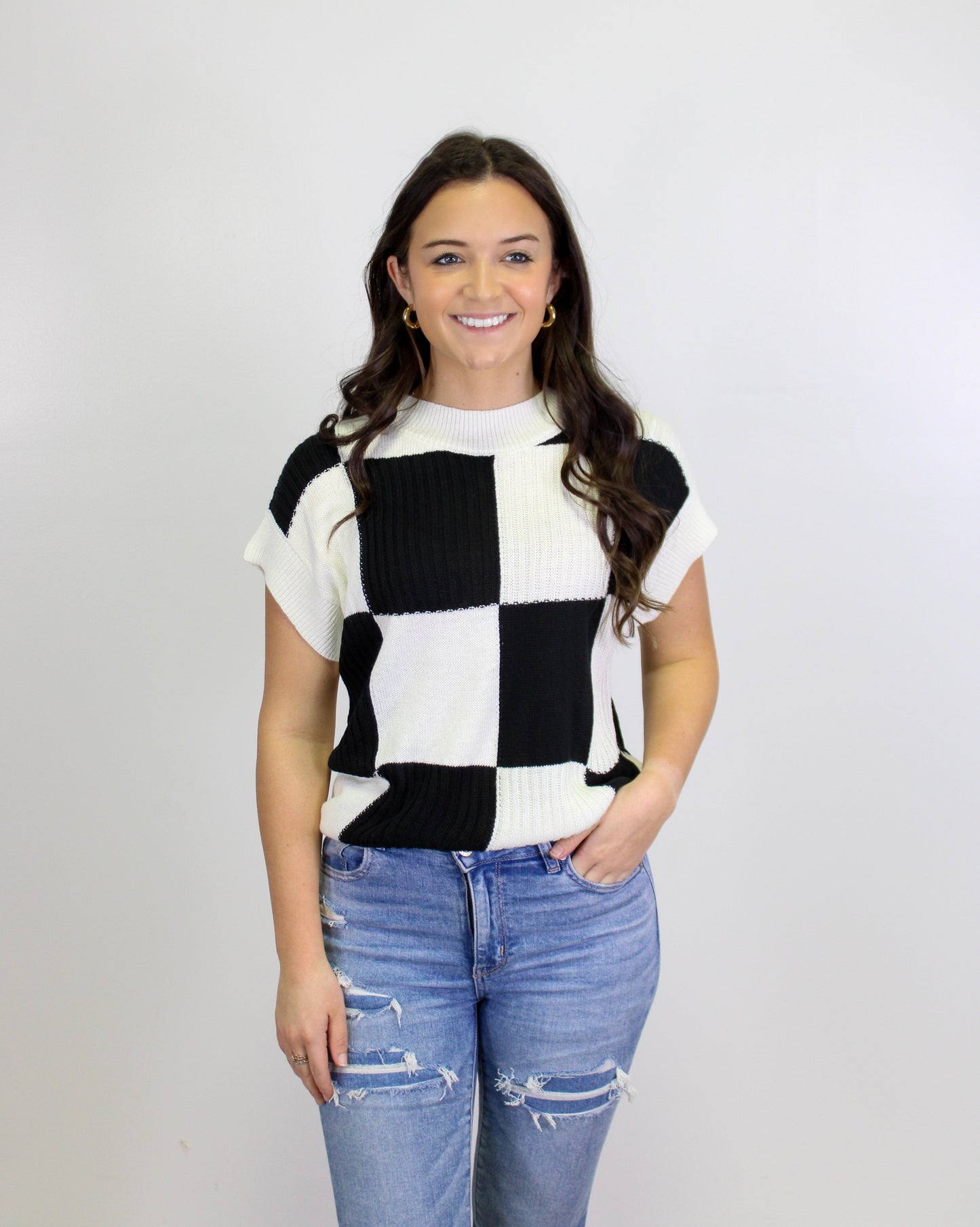 Black Checkered Sweatervest LT