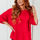 I'll Never Forget Ribbed Dolman Sleeve Top in Red