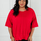 I'll Never Forget Ribbed Dolman Sleeve Top in Red