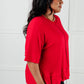 I'll Never Forget Ribbed Dolman Sleeve Top in Red