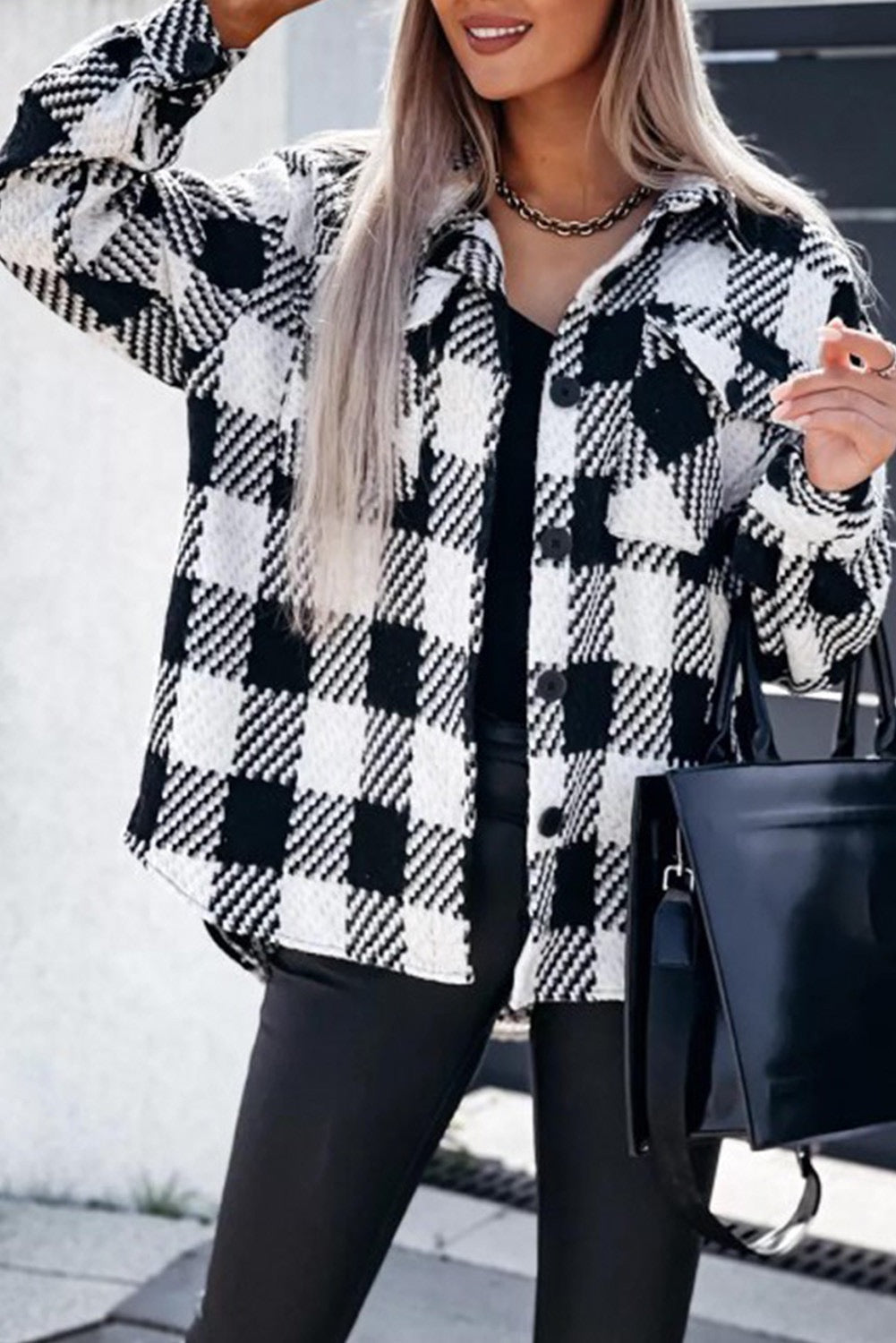 Black and White Plaid Shacket LT