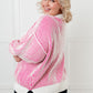 Least High Maintenance Contrast Trim Sweater in Pink