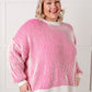 Least High Maintenance Contrast Trim Sweater in Pink