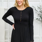 Long Sleeve Button Down Dress In Black