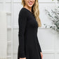 Long Sleeve Button Down Dress In Black