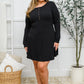 Long Sleeve Button Down Dress In Black