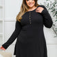 Long Sleeve Button Down Dress In Black