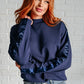 Lysa Satin Stripe Pullover in Smoky Navy