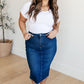 Marcy High Rise Denim Midi Skirt