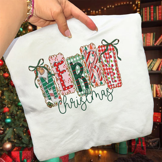 Merry Christmas Patchwork Tee