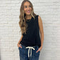 New Normal Pleat Detail Sleeveless Top in Black