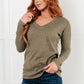 On a Roll Ribbed Knit V Neck Long Sleeve Top