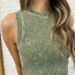 Over and Out Cropped Ribbed Tank in Ash Olive